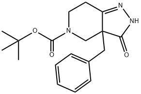 叔-丁基 3A-苯甲基-3-氧亚基-3A,4,6,7-四氢-2H-吡唑并[4,3-C]吡啶-5(3H)-甲酸基酯 结构式