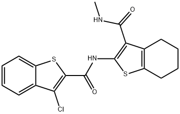 3-chloro-N-[3-(methylcarbamoyl)-4,5,6,7-tetrahydro-1-benzothiophen-2-yl]-1-benzothiophene-2-carboxamide 结构式