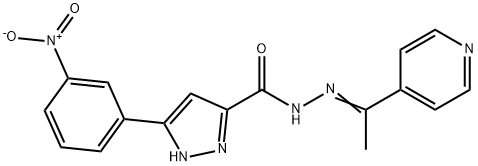 (E)-3-(3-nitrophenyl)-N-(1-(pyridin-4-yl)ethylidene)-1H-pyrazole-5-carbohydrazide 结构式