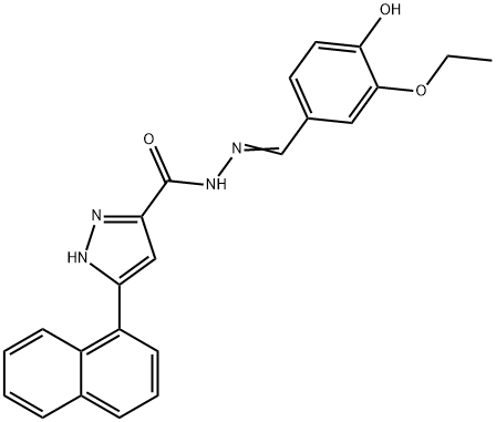 (E)-N-(3-ethoxy-4-hydroxybenzylidene)-3-(naphthalen-1-yl)-1H-pyrazole-5-carbohydrazide 结构式