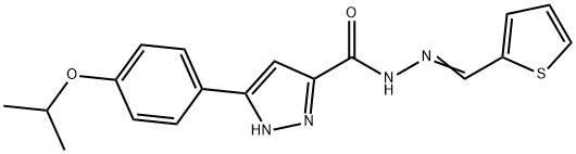 (E)-3-(4-isopropoxyphenyl)-N-(thiophen-2-ylmethylene)-1H-pyrazole-5-carbohydrazide 结构式