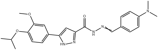 (E)-N-(4-(dimethylamino)benzylidene)-3-(4-isopropoxy-3-methoxyphenyl)-1H-pyrazole-5-carbohydrazide 结构式