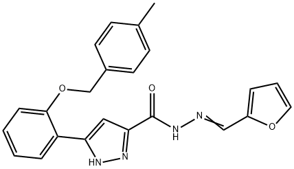 (E)-N-(furan-2-ylmethylene)-3-(2-((4-methylbenzyl)oxy)phenyl)-1H-pyrazole-5-carbohydrazide 结构式