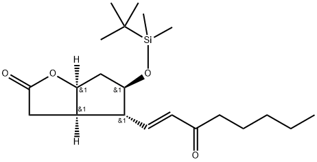 (3aR,4R,5R,6aS)-5-((tert-butyldimethylsilyl)oxy)-4-((E)-3-oxooct-1-en-1-yl)hexahydro-2H-cyclopenta[b]furan-2-one 结构式