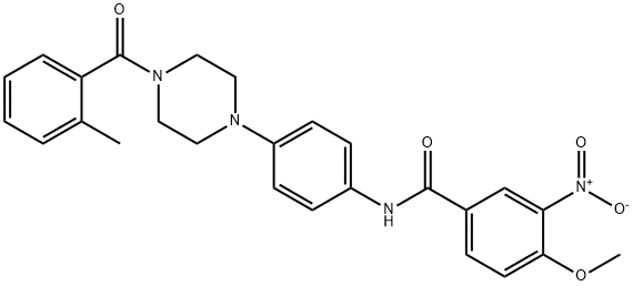 4-methoxy-N-[4-[4-(2-methylbenzoyl)piperazin-1-yl]phenyl]-3-nitrobenzamide 结构式