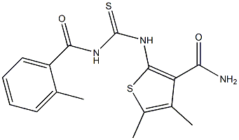 4,5-dimethyl-2-({[(2-methylbenzoyl)amino]carbonothioyl}amino)-3-thiophenecarboxamide 结构式