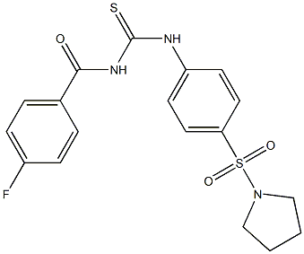 4-fluoro-N-({[4-(1-pyrrolidinylsulfonyl)phenyl]amino}carbonothioyl)benzamide 结构式