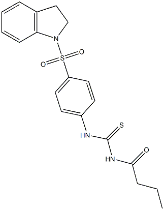 N-({[4-(2,3-dihydro-1H-indol-1-ylsulfonyl)phenyl]amino}carbonothioyl)butanamide 结构式