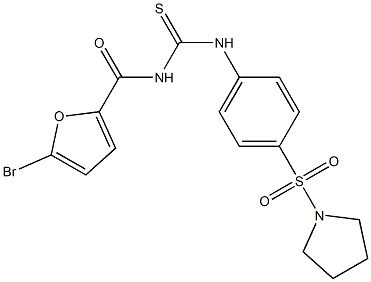 5-bromo-N-({[4-(1-pyrrolidinylsulfonyl)phenyl]amino}carbonothioyl)-2-furamide 结构式