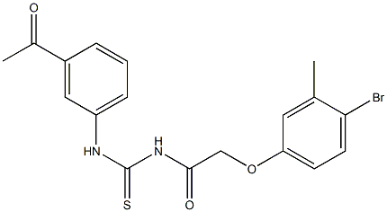 N-{[(3-acetylphenyl)amino]carbonothioyl}-2-(4-bromo-3-methylphenoxy)acetamide 结构式