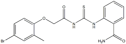 2-[({[(4-bromo-2-methylphenoxy)acetyl]amino}carbonothioyl)amino]benzamide 结构式