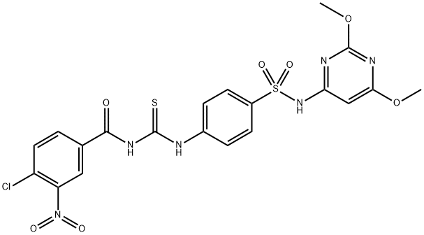 4-chloro-N-{[(4-{[(2,6-dimethoxy-4-pyrimidinyl)amino]sulfonyl}phenyl)amino]carbonothioyl}-3-nitrobenzamide 结构式