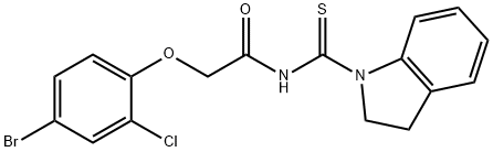 2-(4-bromo-2-chlorophenoxy)-N-(2,3-dihydro-1H-indol-1-ylcarbonothioyl)acetamide 结构式