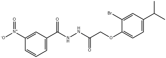 N'-[(2-bromo-4-isopropylphenoxy)acetyl]-3-nitrobenzohydrazide 结构式