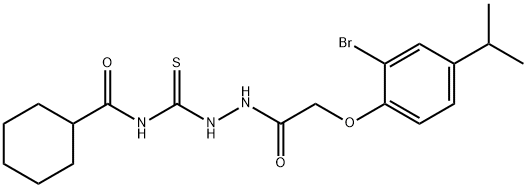 N-({2-[(2-bromo-4-isopropylphenoxy)acetyl]hydrazino}carbonothioyl)cyclohexanecarboxamide 结构式