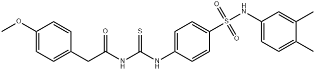 N-{[(4-{[(3,4-dimethylphenyl)amino]sulfonyl}phenyl)amino]carbonothioyl}-2-(4-methoxyphenyl)acetamide 结构式