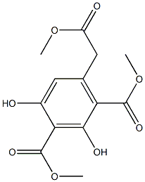 1,3-Benzenedicarboxylicacid, 2,4-dihydroxy-6-(2-methoxy-2-oxoethyl)-, 1,3-dimethyl ester 结构式