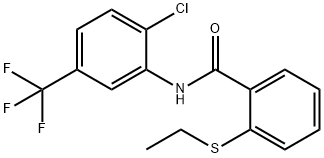 N-[2-chloro-5-(trifluoromethyl)phenyl]-2-(ethylsulfanyl)benzamide 结构式