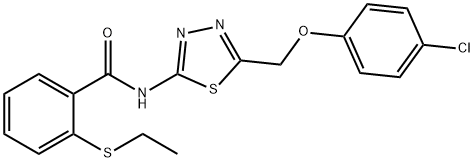 N-[5-[(4-chlorophenoxy)methyl]-1,3,4-thiadiazol-2-yl]-2-ethylsulfanylbenzamide 结构式