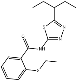 2-(ethylsulfanyl)-N-[5-(pentan-3-yl)-1,3,4-thiadiazol-2-yl]benzamide 结构式