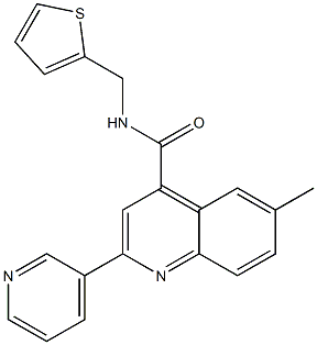 6-methyl-2-pyridin-3-yl-N-(thiophen-2-ylmethyl)quinoline-4-carboxamide 结构式