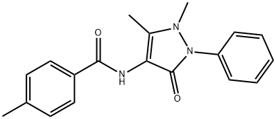 N-(1,5-dimethyl-3-oxo-2-phenyl-2,3-dihydro-1H-pyrazol-4-yl)-4-methylbenzamide 结构式