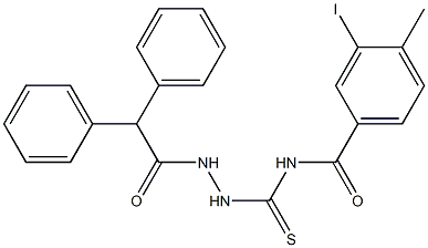 N-{[2-(diphenylacetyl)hydrazino]carbonothioyl}-3-iodo-4-methylbenzamide 结构式