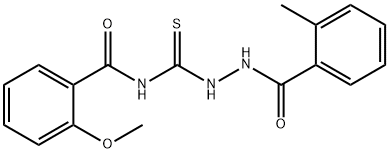 2-methoxy-N-{[2-(2-methylbenzoyl)hydrazino]carbonothioyl}benzamide 结构式