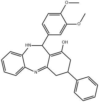 11-(3,4-dimethoxyphenyl)-3-phenyl-3,4,10,11-tetrahydro-2H-dibenzo[b,e][1,4]diazepin-1-ol 结构式