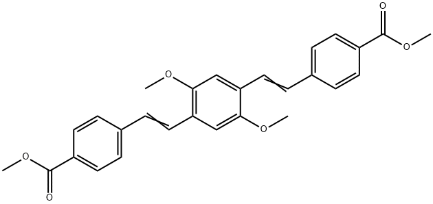 dimethyl 4,4'-((1E,1'E)-(2,5-dimethoxy-1,4-phenylene)bis(ethene-2,1-diyl))dibenzoate 结构式