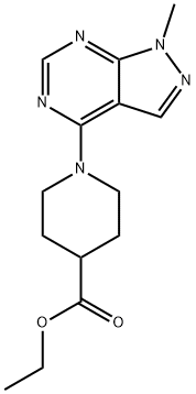 1-(1-甲基-1H-吡唑并[3,4-D]嘧啶-4-基)哌啶-4-羧酸乙酯 结构式