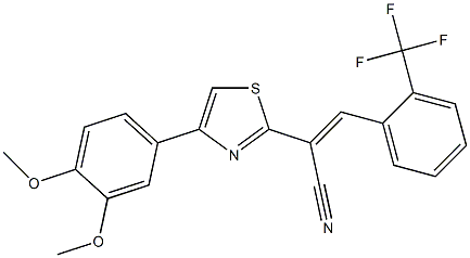 (E)-2-(4-(3,4-dimethoxyphenyl)thiazol-2-yl)-3-(2-(trifluoromethyl)phenyl)acrylonitrile 结构式