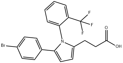 3-{5-(4-bromophenyl)-1-[2-(trifluoromethyl)phenyl]-1H-pyrrol-2-yl}propanoic acid 结构式