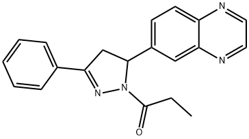 1-(3-phenyl-5-(quinoxalin-6-yl)-4,5-dihydro-1H-pyrazol-1-yl)propan-1-one 结构式