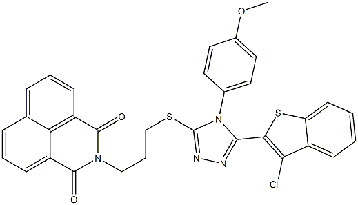 2-[3-[[5-(3-chloro-1-benzothiophen-2-yl)-4-(4-methoxyphenyl)-1,2,4-triazol-3-yl]sulfanyl]propyl]benzo[de]isoquinoline-1,3-dione 结构式