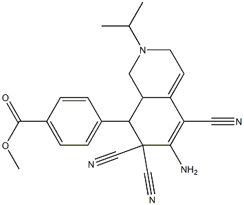 methyl 4-(6-amino-5,7,7-tricyano-2-propan-2-yl-1,3,8,8a-tetrahydroisoquinolin-8-yl)benzoate 结构式