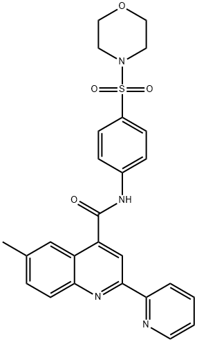 6-methyl-N-(4-morpholin-4-ylsulfonylphenyl)-2-pyridin-2-ylquinoline-4-carboxamide 结构式