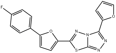 6-(5-(4-氟苯基)呋喃-2-基)-3-(呋喃-2-基)-[1,2,4]三唑并[3,4-B][1,3,4]噻二唑 结构式