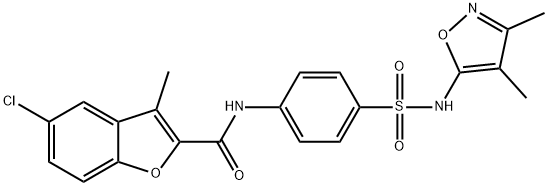 5-chloro-N-[4-[(3,4-dimethyl-1,2-oxazol-5-yl)sulfamoyl]phenyl]-3-methyl-1-benzofuran-2-carboxamide 结构式