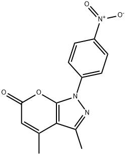 1-(4-NITROPHENYL)-3,4-DIMETHYLPYRANO[2,3-C]PYRAZOLE-6(1H)-ONE 结构式