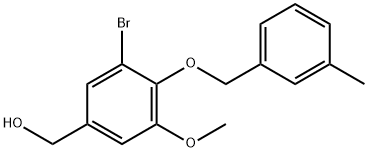 [3-Bromo-5-methoxy-4-(3-methyl-benzyloxy)-phenyl]-methanol 结构式