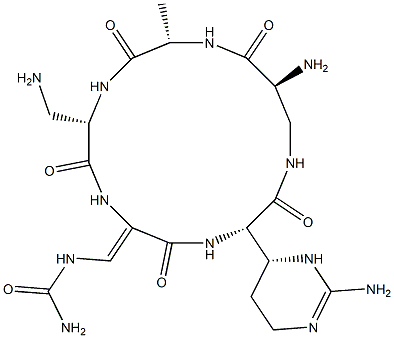 [(Z)-[(3S,9S,12S,15S)-15-amino-9-(aminomethyl)-3-[(6R)-2-amino-1,4,5,6-tetrahydropyrimidin-6-yl]-12-methyl-2,5,8,11,14-pentaoxo-1,4,7,10,13-pentazacyclohexadec-6-ylidene]methyl]urea 结构式