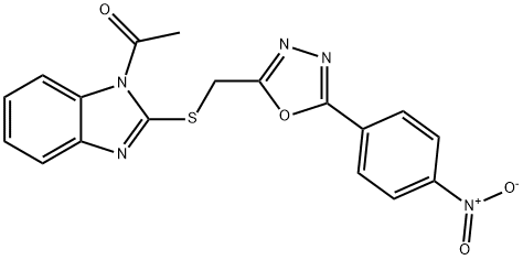 1-[2-({[5-(4-nitrophenyl)-1,3,4-oxadiazol-2-yl]methyl}sulfanyl)-1H-benzimidazol-1-yl]ethanone 结构式