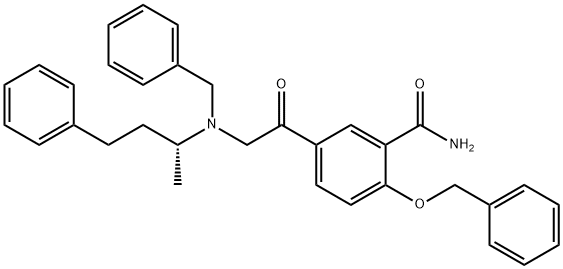 (R)-5-(2-(苄基(4-苯基-2-丁氨基)乙酰基)-2-(苄氧基)苯甲酰胺 结构式