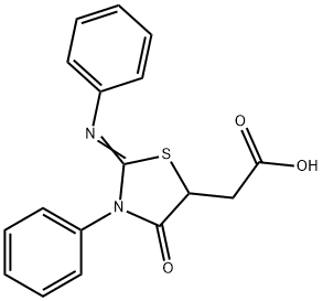 (E)-2-(4-oxo-3-phenyl-2-(phenylimino)thiazolidin-5-yl)acetic acid 结构式