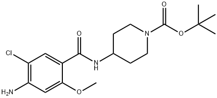 叔-丁基 4-(4-氨基-5-氯-2-甲氧基苯甲酰氨基)哌啶-1-甲酸基酯 结构式