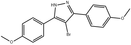 4-bromo-3,5-bis(4-methoxyphenyl)-1H-pyrazole 结构式