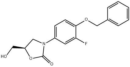 (R)-3-(4-(苄氧基)-3-氟苯基)-5-(羟甲基)噁唑烷-2-酮 结构式