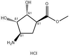 methyl(1S,2R,3S,4R)-4-amino-2,3-dihydroxycyclopentane-1-carboxylatehydrochloride 结构式