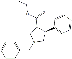 (反)N-苄基吡咯烷-4-苯基-3-甲酸乙酯 结构式